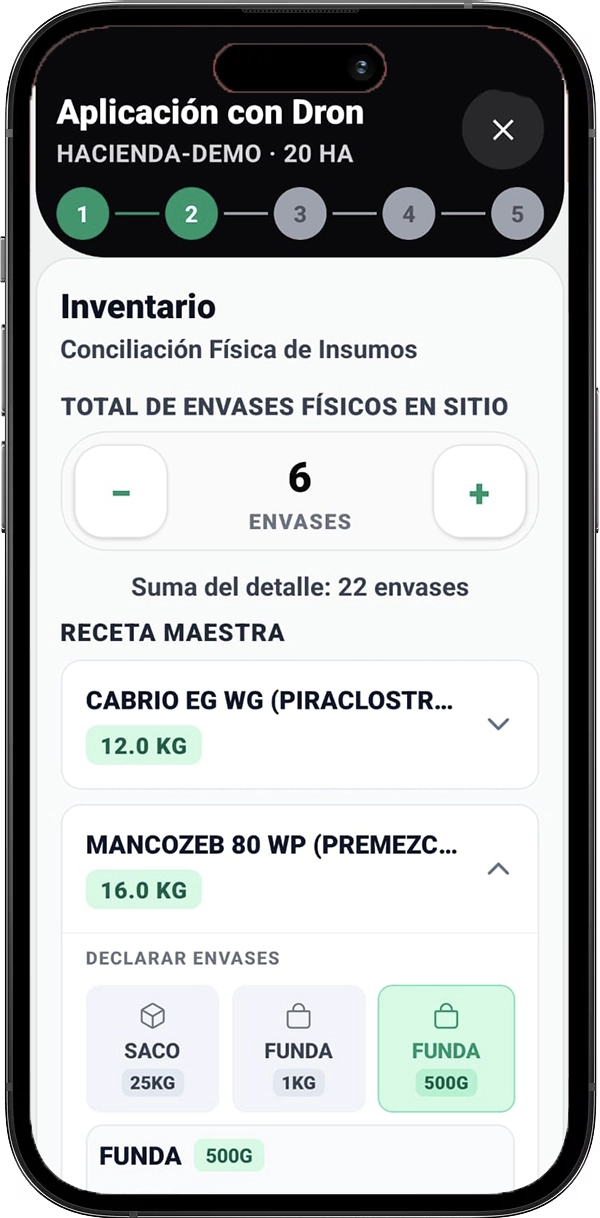 Aplicación con Dron interface