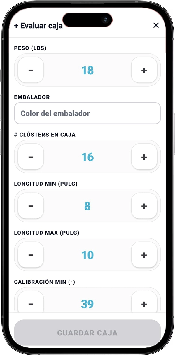 Calidad de Cajas interface